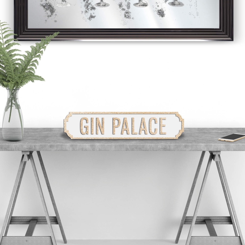 Gin Palace Gold & White Street Sign