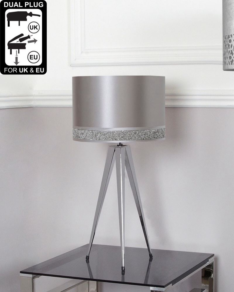 Hollywood Chrome medium Table Lamp With Silver Shade