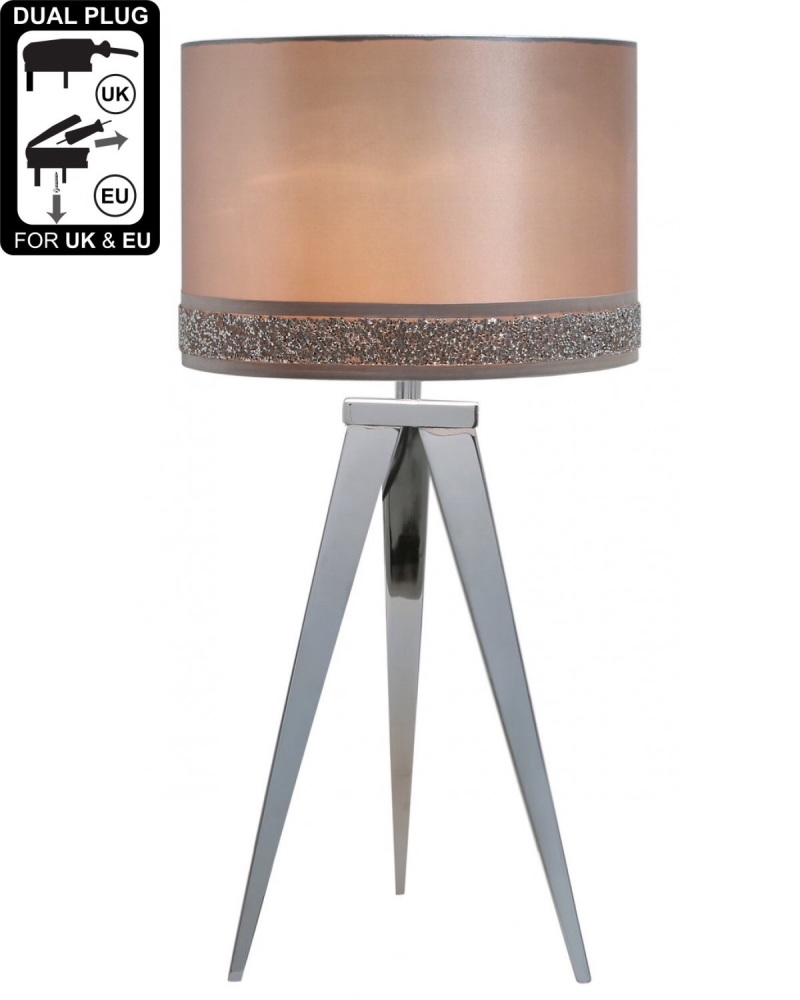 Hollywood Chrome medium Table Lamp With Silver Shade