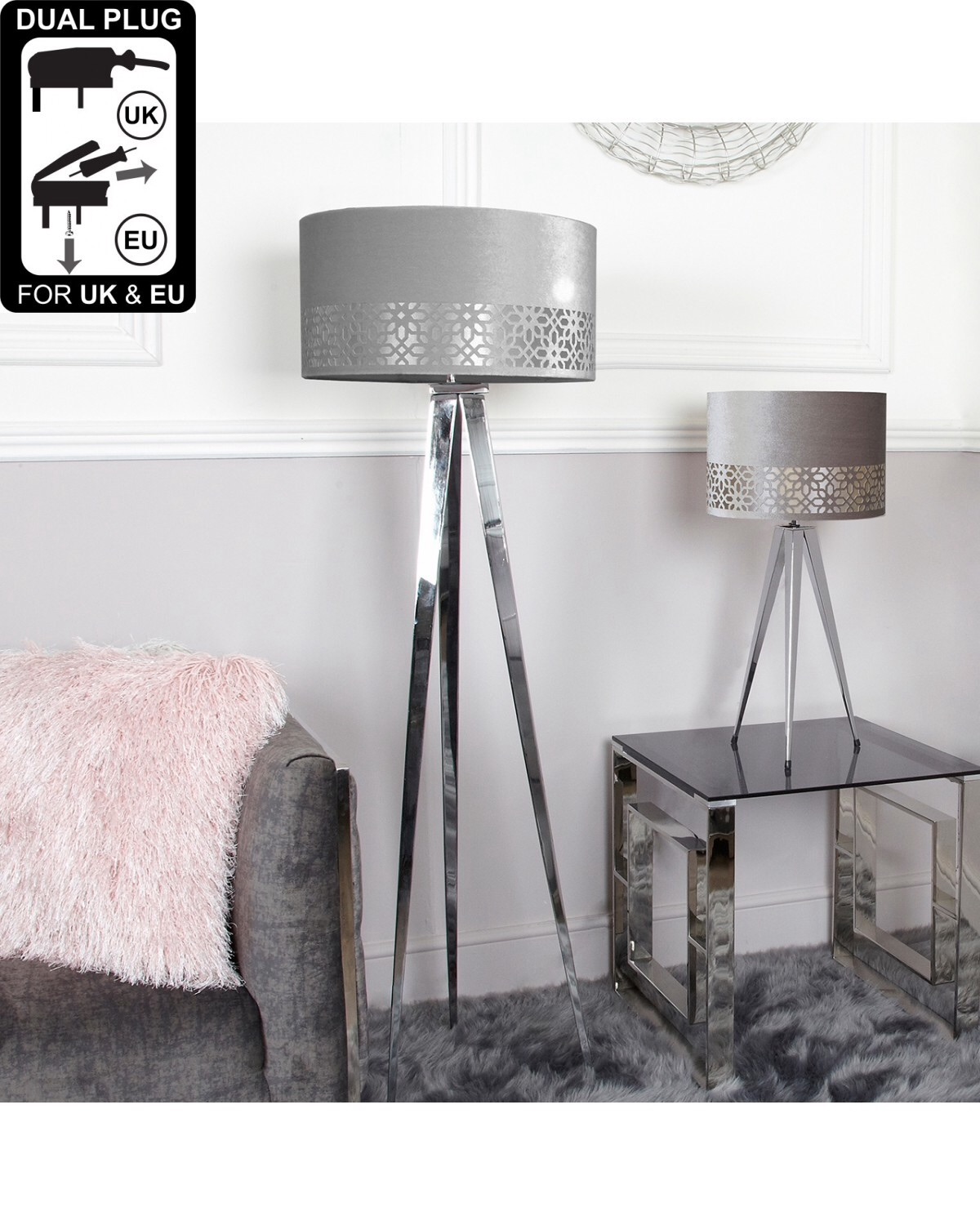 large grey lamp shade for floor lamp