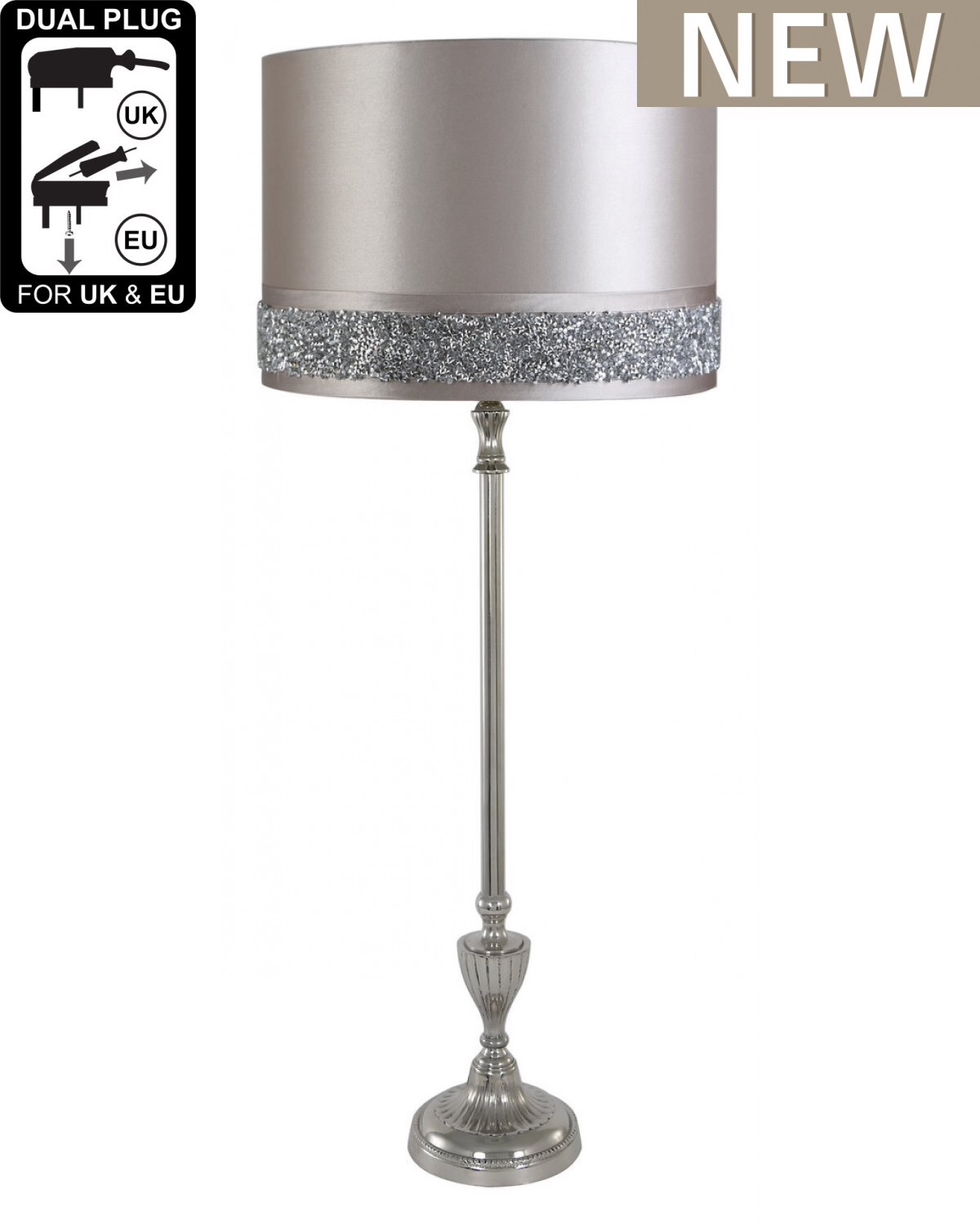 Nickel medium Candlestick With Silver Shade
