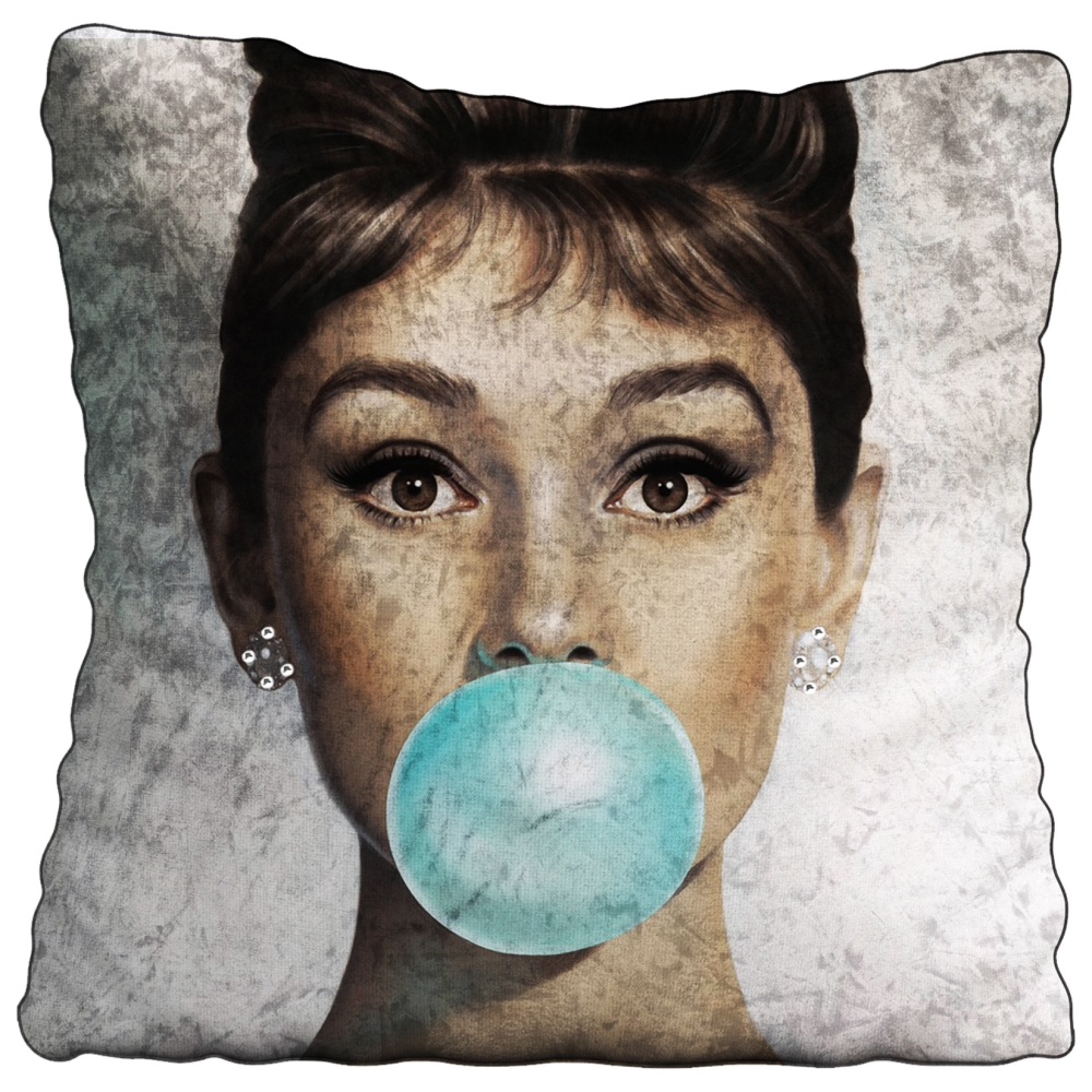 Luxury Feather Filled Cushion Audrey Hepburn Blue Bubble
