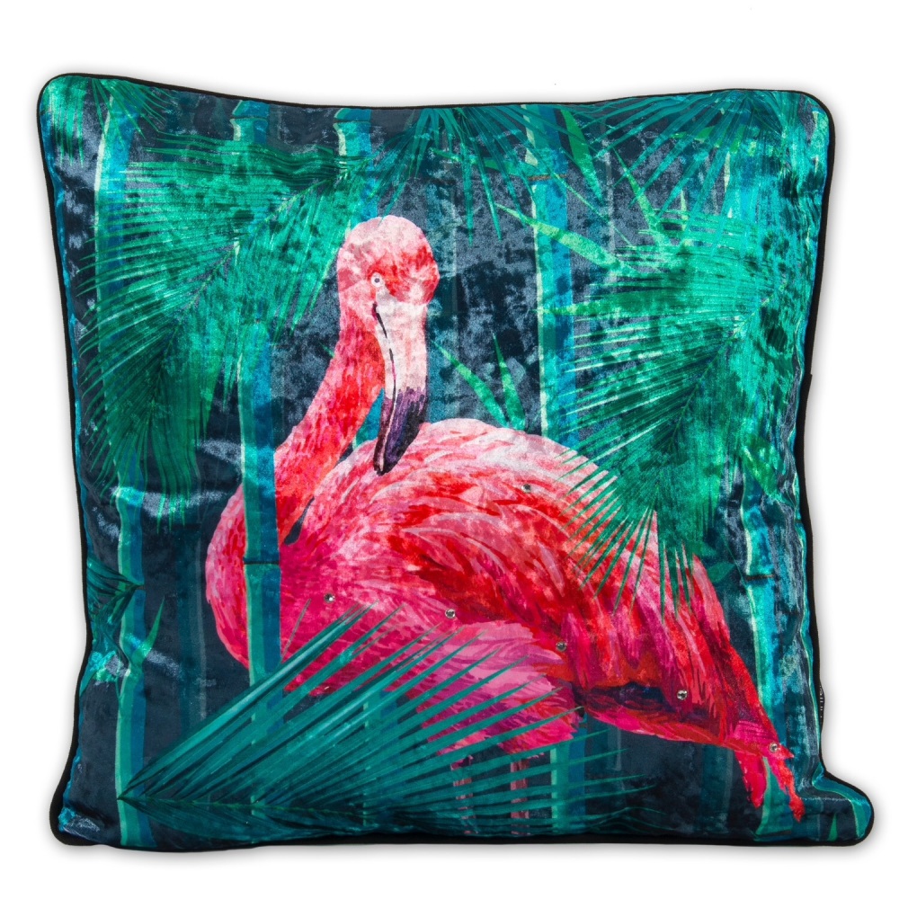 Luxury Feather Filled Cushion Pink Flamingo