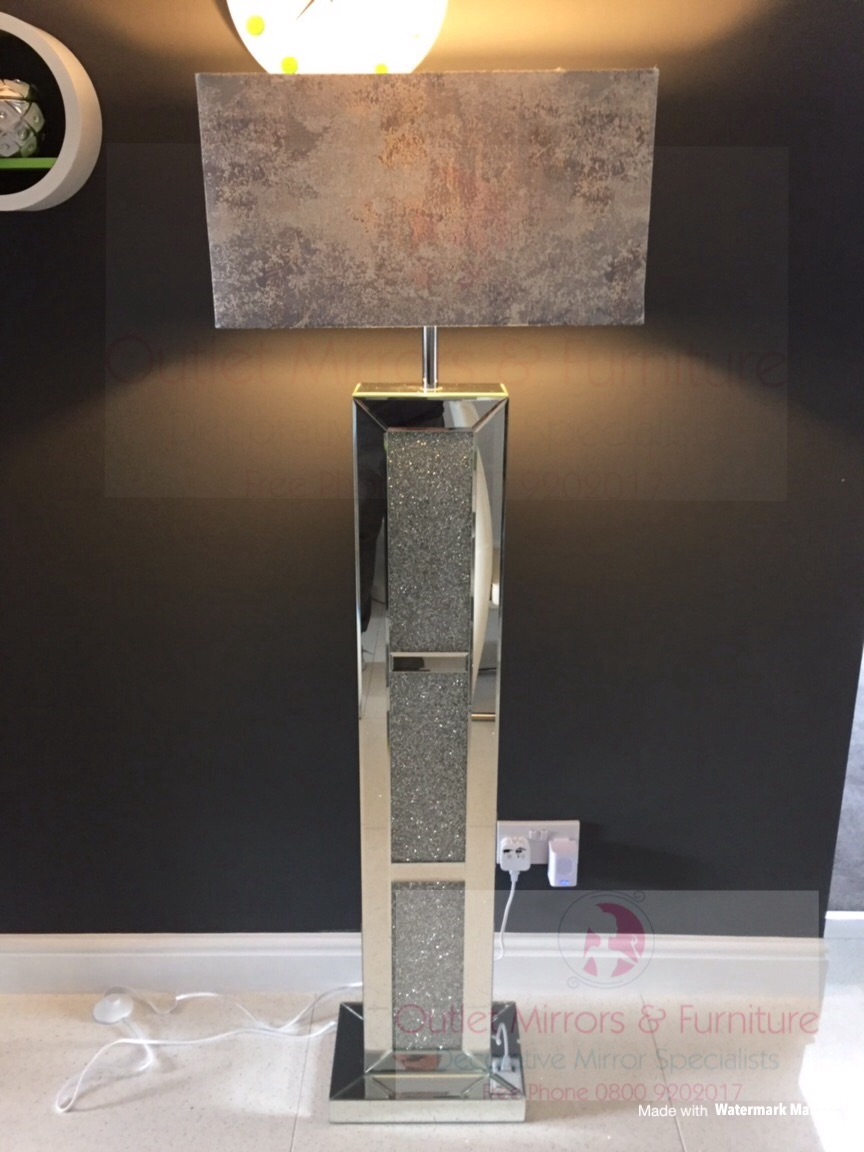 Crush Sparkle Mirrored Tall Floor Lamp 56cm X 34cm X 155cm