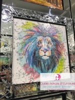 Mirror framed Liquid art Colourful Lion 2 60cm x 60cm