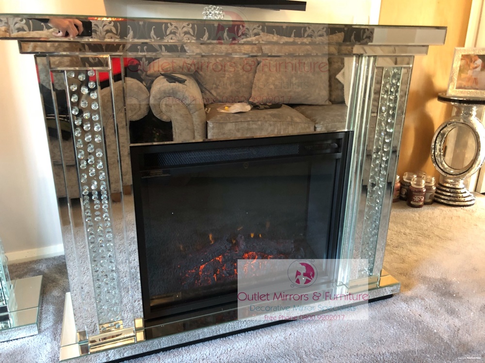 Special offer Floating Crystal Mirrored Fire Surround with electric fire - 