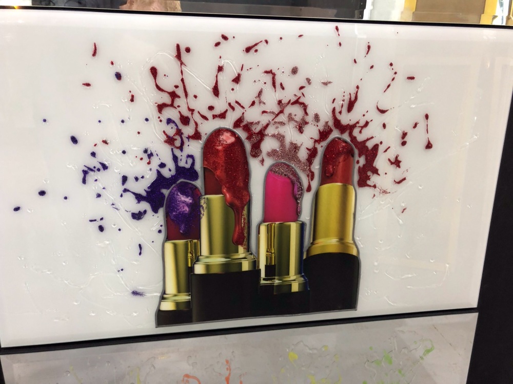  Liquid Art print "Lipsticks" on white a gloss Mirror   100cm x 60cm 