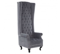 Grand Porter Chair In Grey Velour