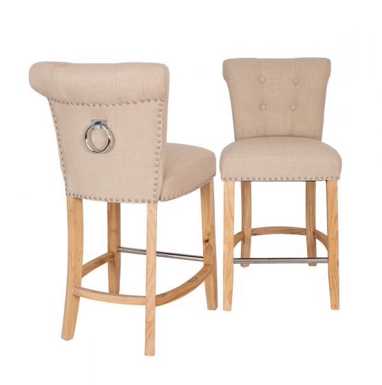 Knocker Back Stool in Linen