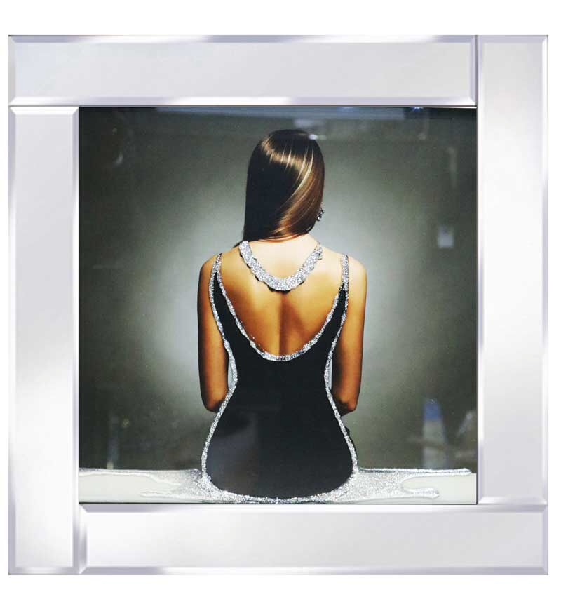 Mirrored framed Liquid Art "Lady in Black Dress"