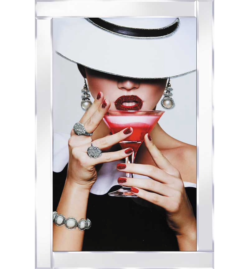 Mirror framed Sparkle Liquid Art "Glamour Lady 4"