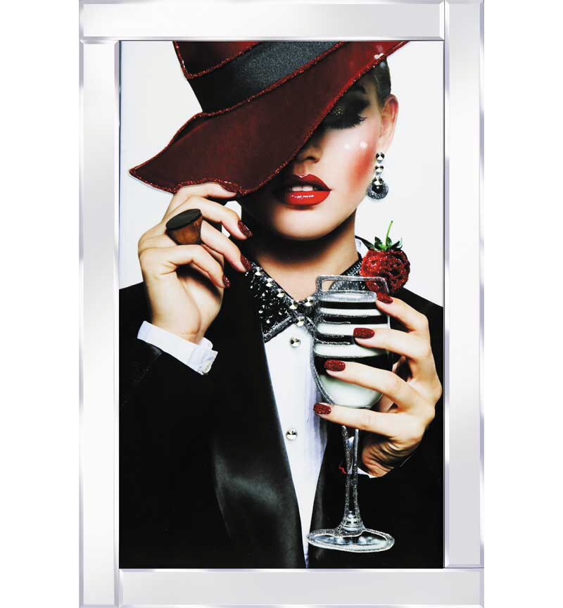 Mirror framed Sparkle Liquid Art "Glamour Lady 5"
