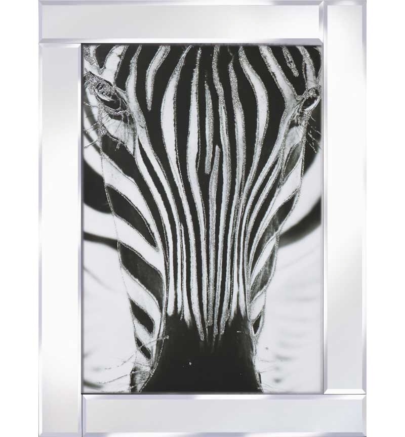 Mirror framed art print "Zebra Face" 95cm x 75cm 