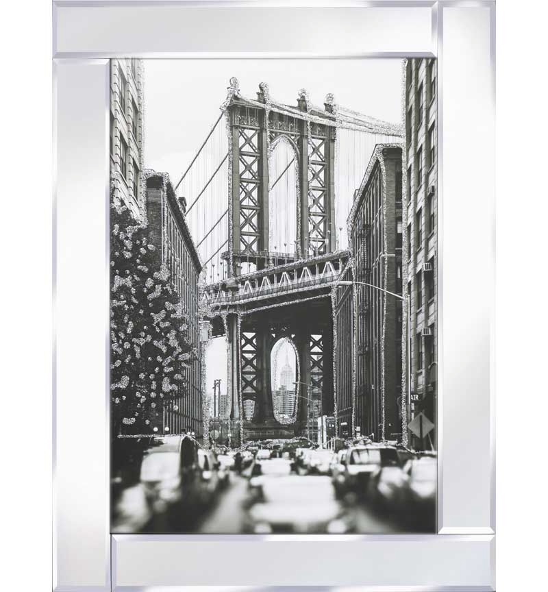 Mirror framed art print "New York Bridge" 75cm x 95cm 