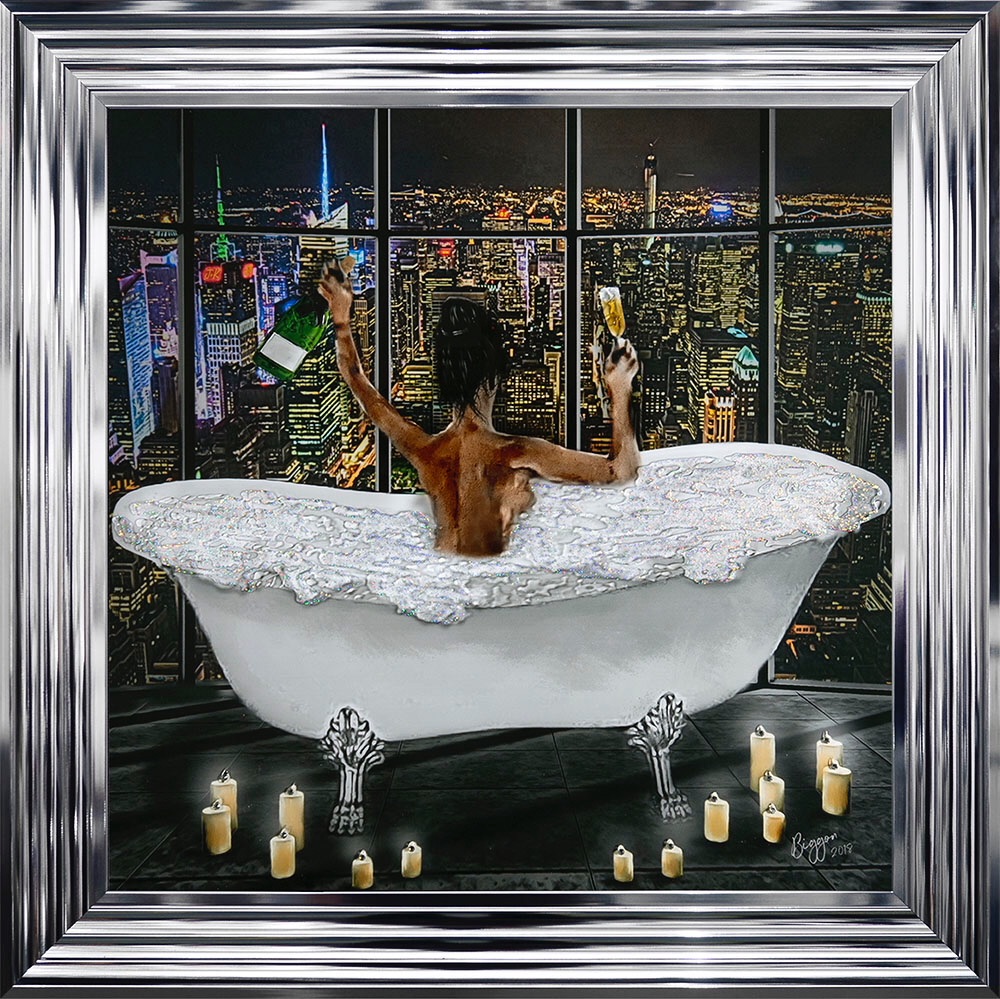 Chorme stepped Framed art print "City Girl glamour Bath 2 " Choice of frame colours