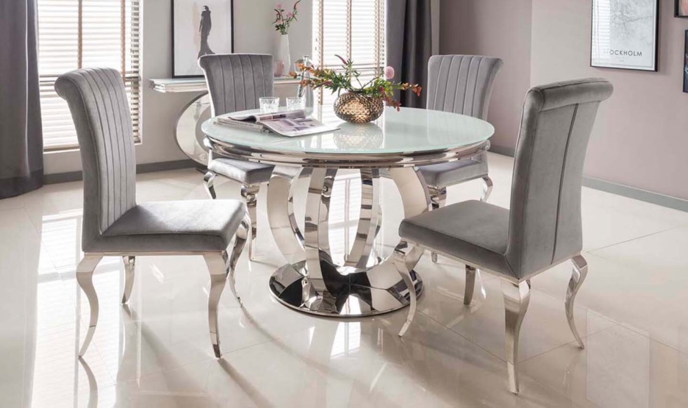 Orion Round Glass Top Dining Table 1300mm