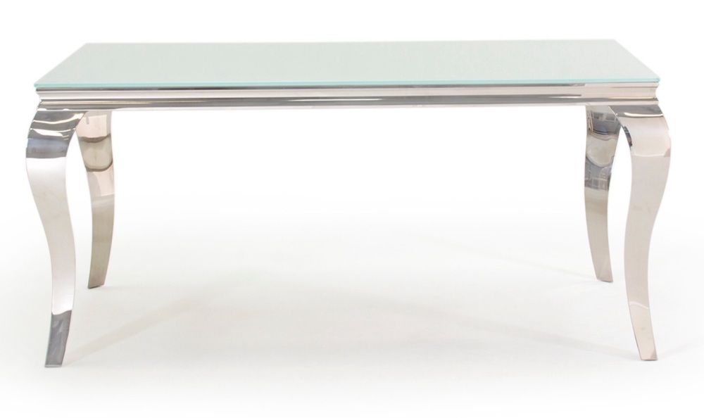 Louis White Glass Top Dining Table in 1600mm