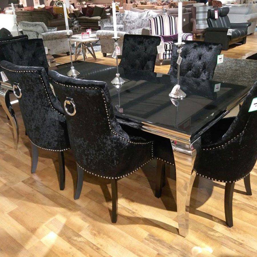 Louis Black Glass Top Dining Table in 1600mm