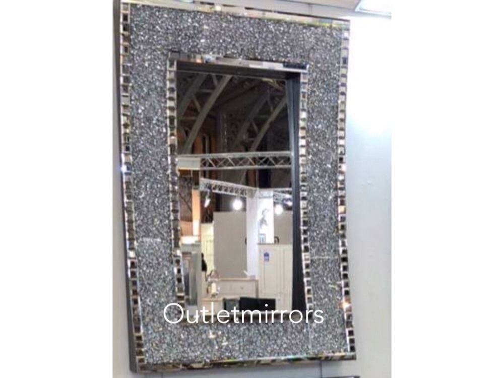 * New Diamond Crush Sparkle In curve Wall Mirror 120cm x 80cm item in stock