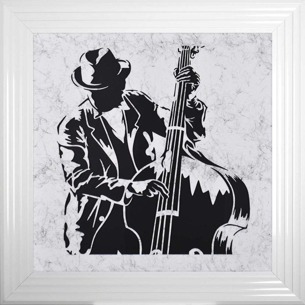 Chorme stepped framed art print " jazz Sax Player"