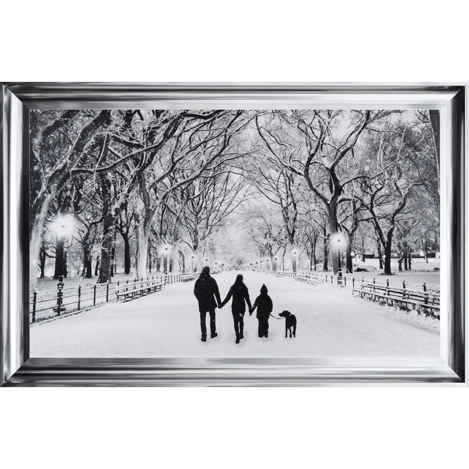 Winter Walk Family of 3 & the Dog in a choice of frame colours