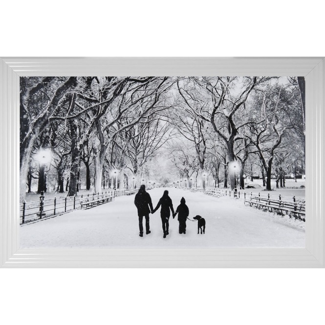 Winter Walk Family of 3 & the Dog in a choice of frame colours