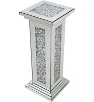 * New Diamond Crush Sparkle Crystal  Mirrored Pedestal Lamp Table 76cm 