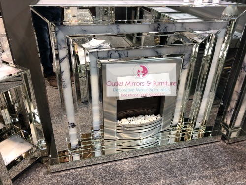 * Mirror & Marble Effect fire place with electric fire