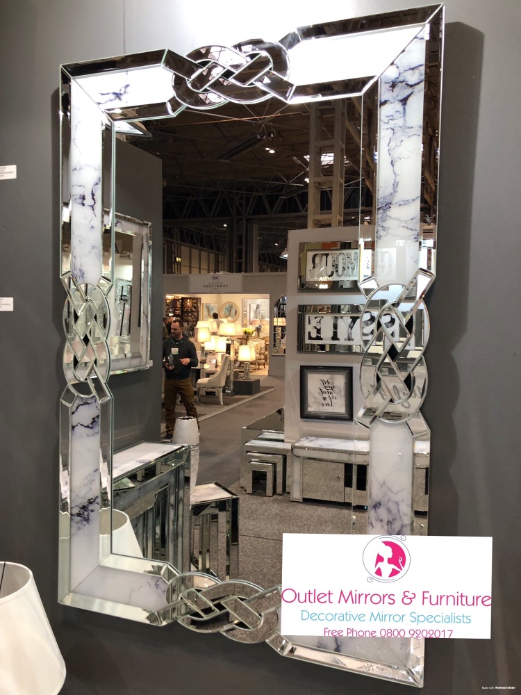 Mirror Marble Effect Twist Wall 120cm X 80cm Twist Wall Mirror 120cm X 80cm
