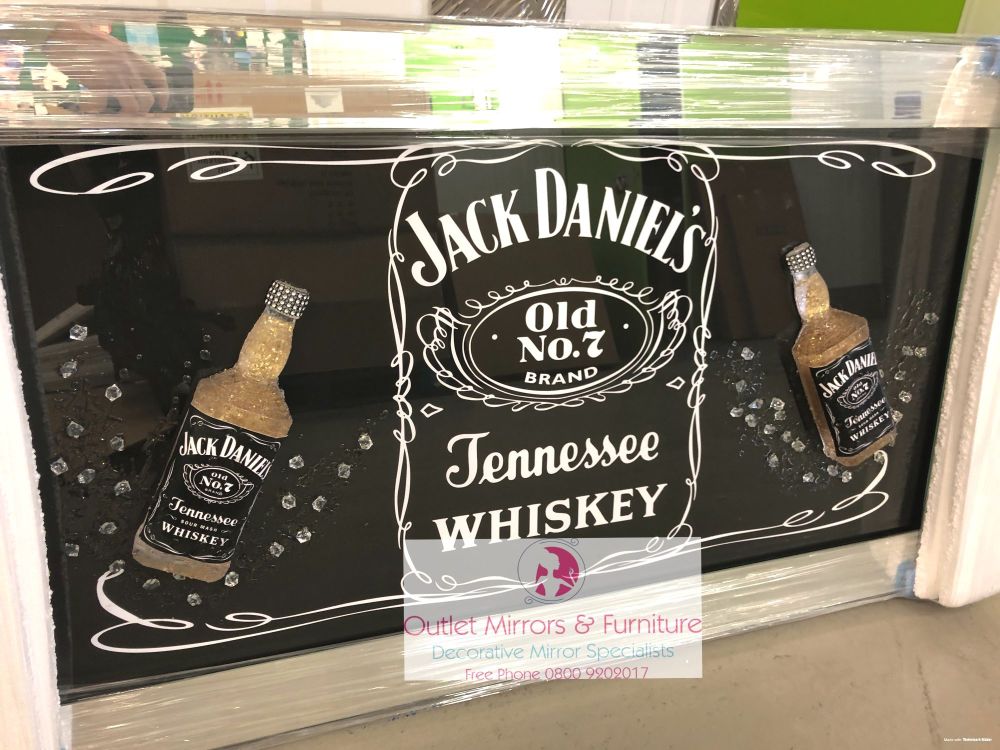 ** Jack Daniels 3d Bottle Art in a Mirrored Frame ** 114cm x 65cm 