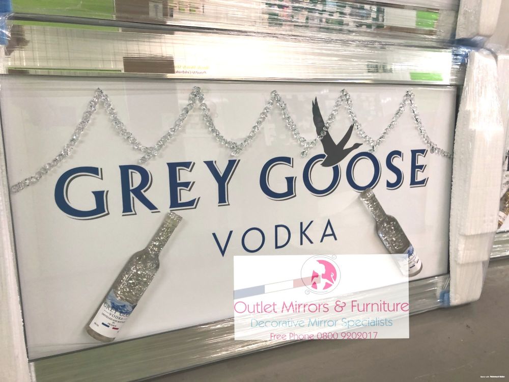 ** Grey Goose 3d Bottles Art in a Mirrored Frame ** 114cm x 65cm
