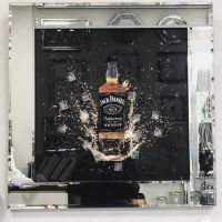 ** 3d Jack Daniels wall Art  Mirrored Frame ** 65cm  x 65cm