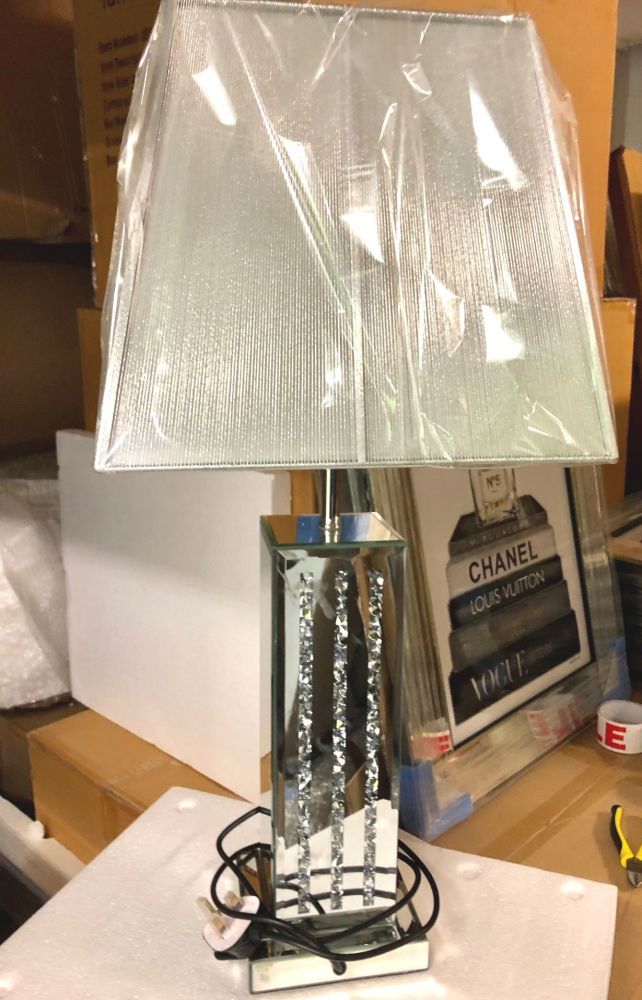 *Diamond Crush Crystal Sparkle Mirrored Lines Table Lamp in stock