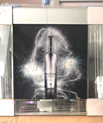 ** Belvedere Vodka Glitter Art Mirrored Frame ** 57cm x 57cm