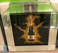 ** Moet Champagne Glitter Art Mirrored Frame ** 55cm x 55cm in stock for a quick delivery