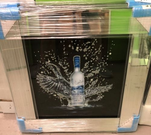 ** Grey Goose Glitter Art Mirrored Frame ** 57cm x 57cm in stock for a qu