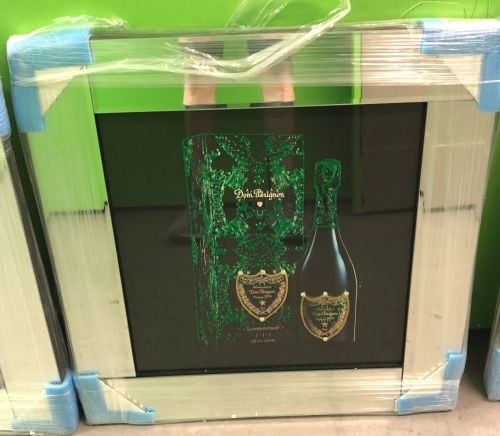 ** Don Perignon 2 Glitter Art Mirrored Frame ** 57cm x 57cm - in stock