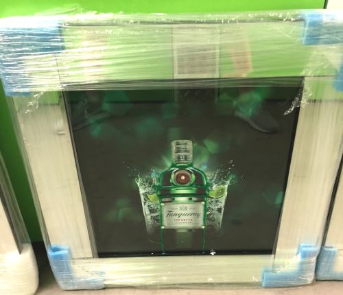 ** Tanqueray Glitter Art Mirrored Frame ** 57cm x 57cm in stock for a quic