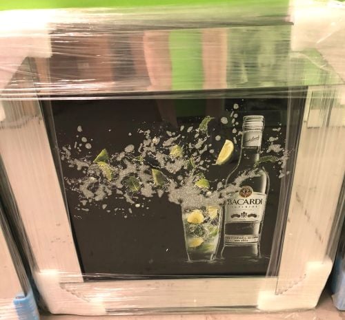 ** Bacardi Glitter Art Mirrored Frame ** 57cm x 57cm in stock for a quick