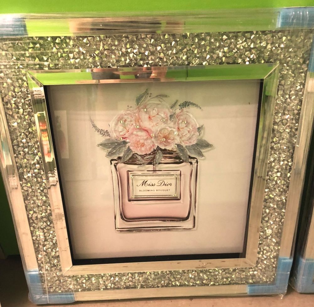 "Miss Dior Blooming Bouquet " Wall Art in a diamond crush frame in stock