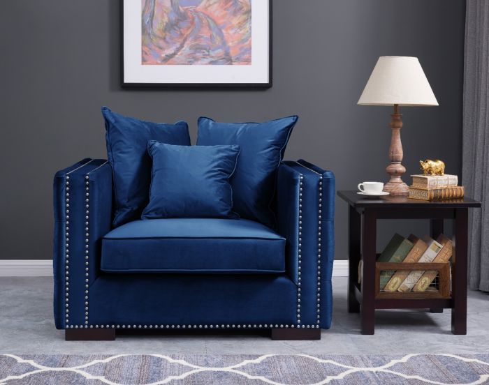 Moscow Settee Package deal 3+1+1 cushioned back buttoned sides in blue Velour