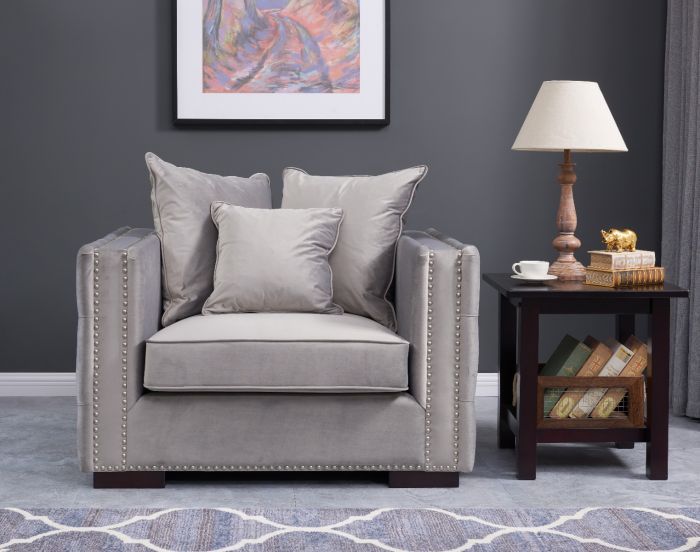 Moscow Settee Package deal 3+1+1 cushioned back buttoned sides in Grey Velour