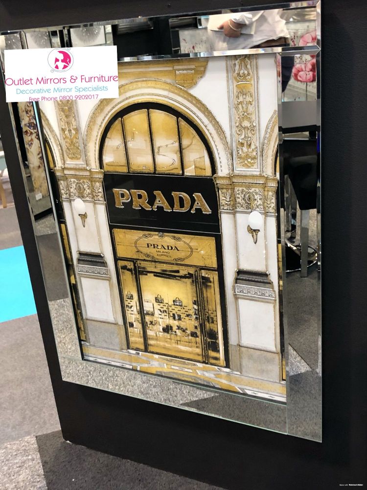 Prada Boutique in a mirror frame 95cm x 75cm