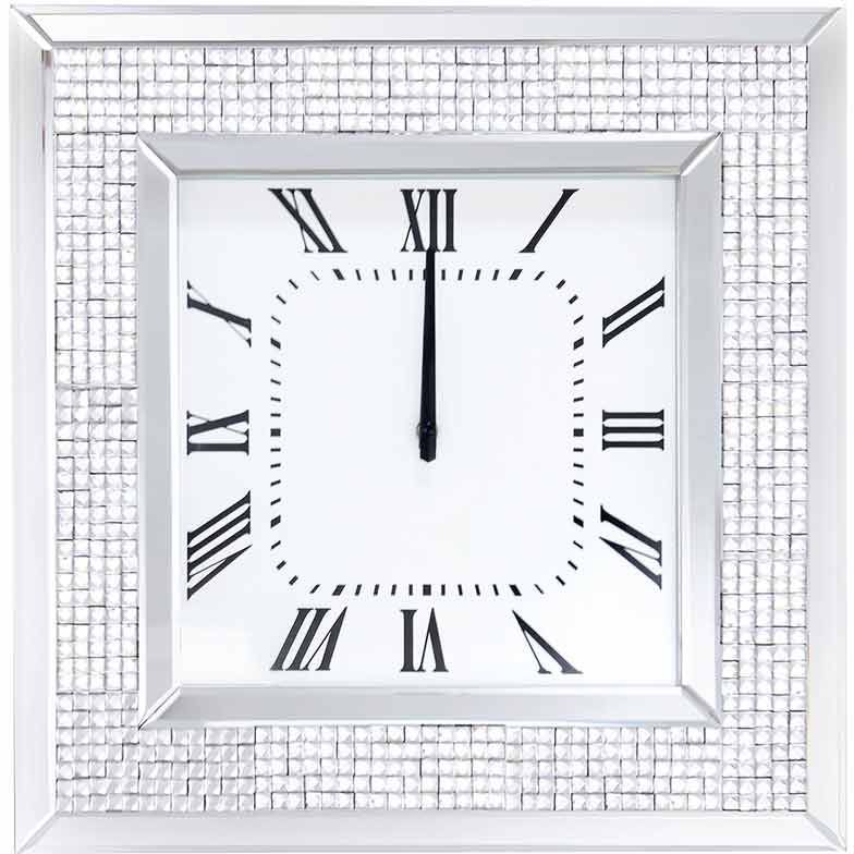 Silver Sparkle Mosaic Mirrored Clock 51cm x 51cm