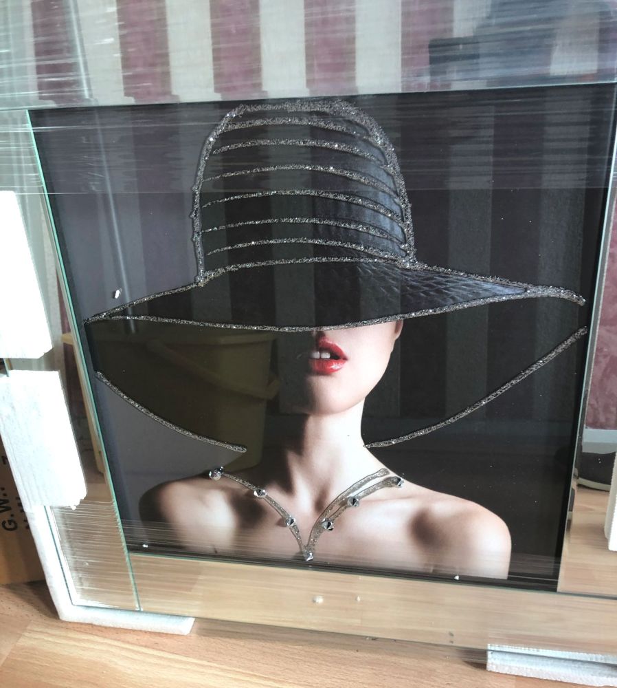 Mirrored framed Liquid Art "Glamour Lady 3"