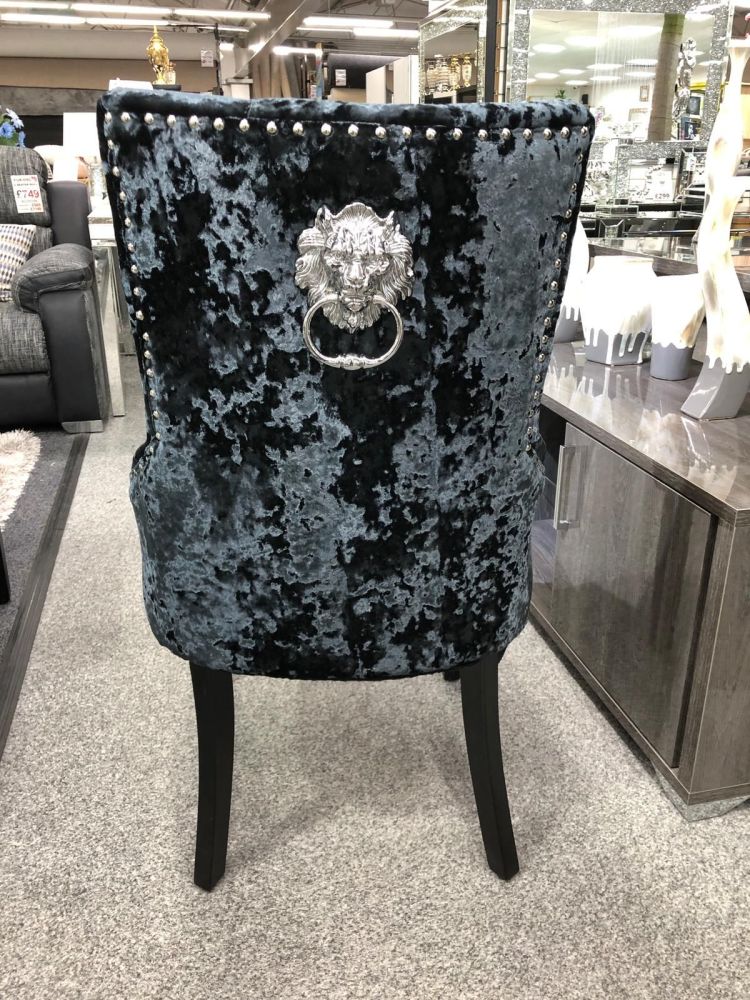 Lion Back Dining Chair in Black Crush Velvet 
