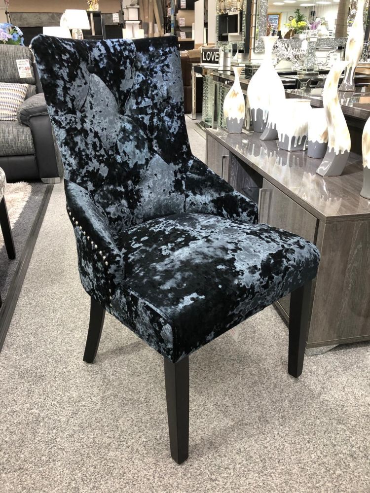 Majestic Lion Back Dining Chair in Black Crush Velvet 