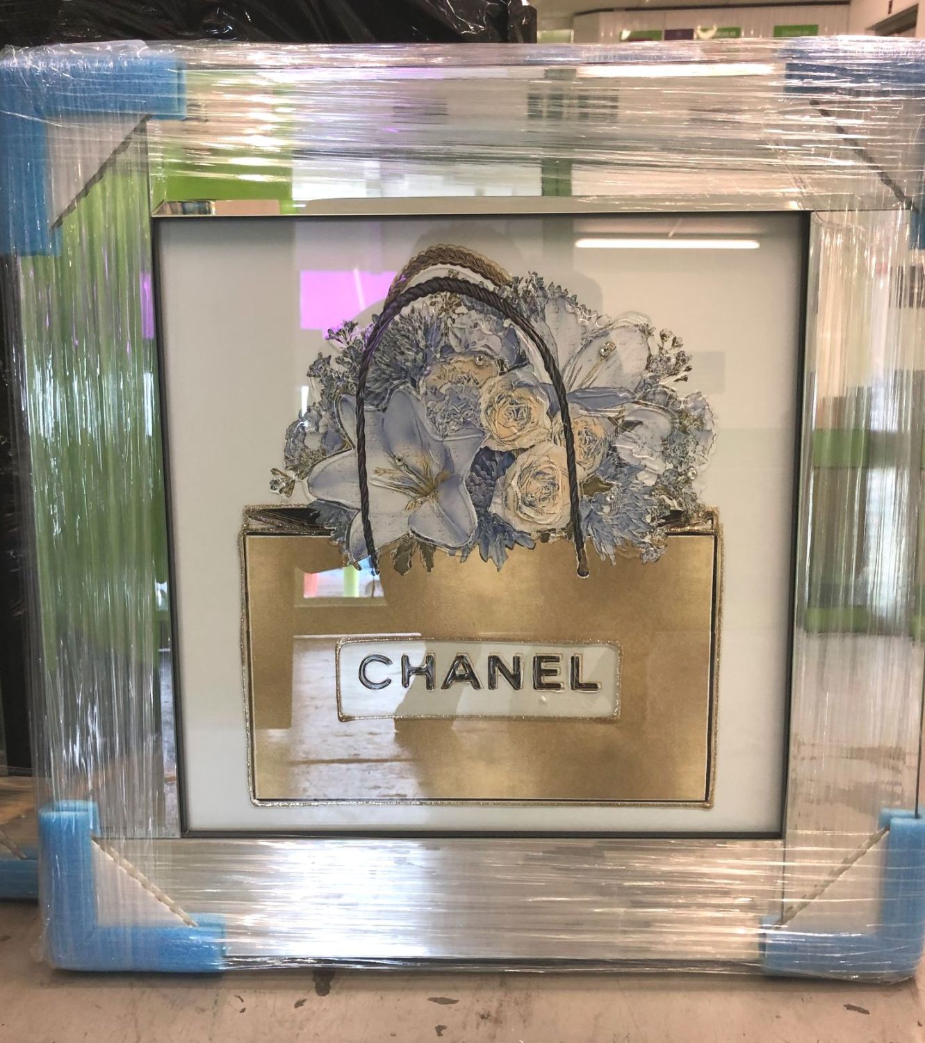Mirror Framed Sparkle Glitter Art Chanel Bouquet Mirror Frame