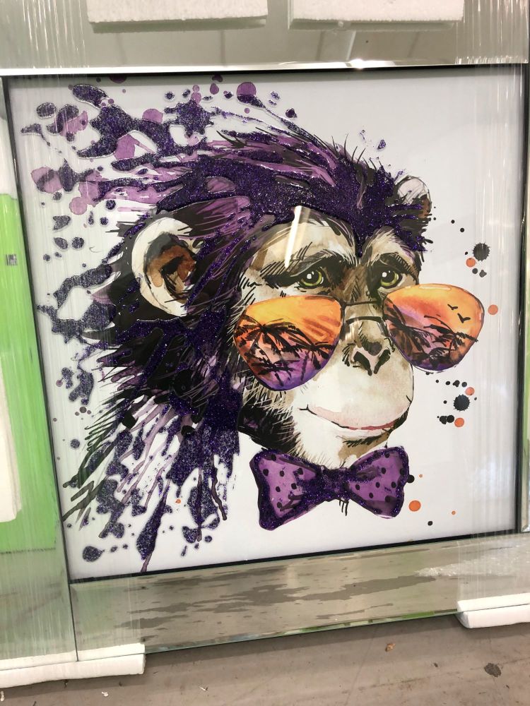 Mirror framed art print Colourful "Chimp"