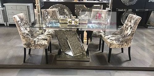 * Diamond Crush Sparkle Mirrored  Dining Table 